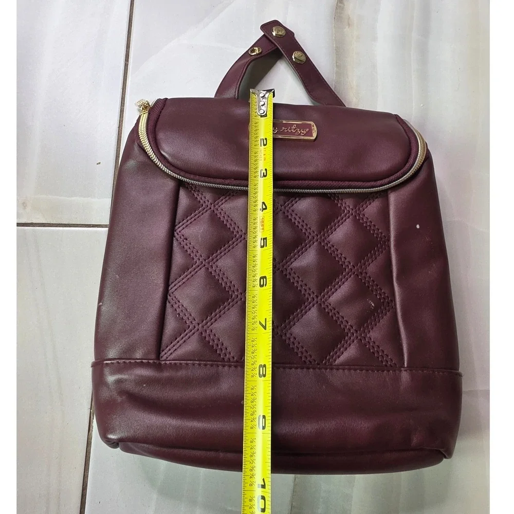 Itzy Ritzy Chill Like a Boss Insulated Bottle Bag‎ Burgundy Quilted Vegan S3